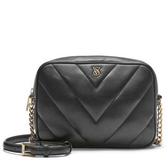 NWT!Victoria's Secret Black Chevron Crossbody Bag - Picture 2 of 9